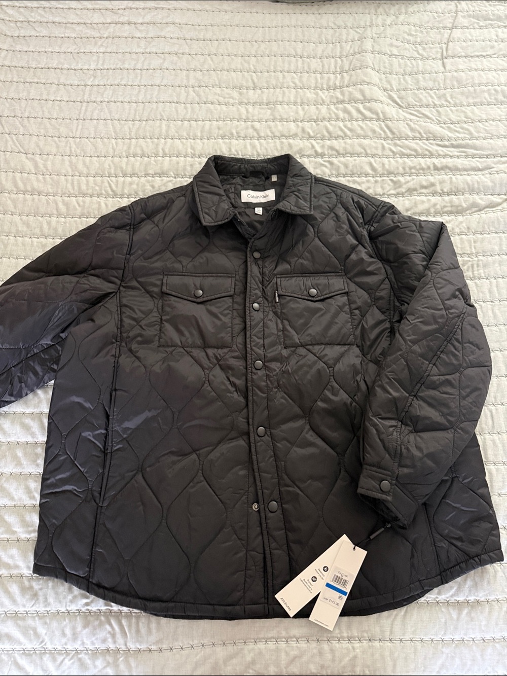Calvin Klein Men's Quilted Shirt Jacket in Black